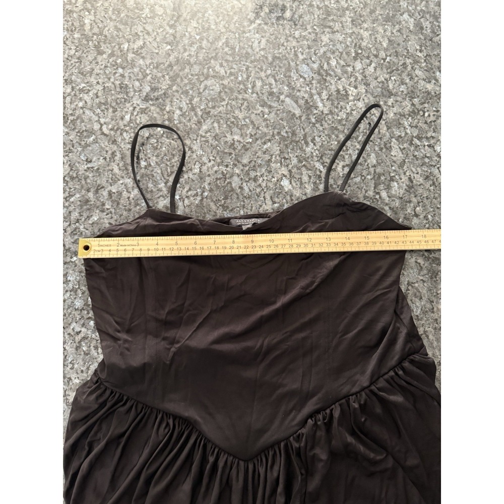 ALLSAINTS Dress sz 12 Aurelia Black Empire Waist Pleated Draped Skirt Sweetheart - Picture 10 of 10